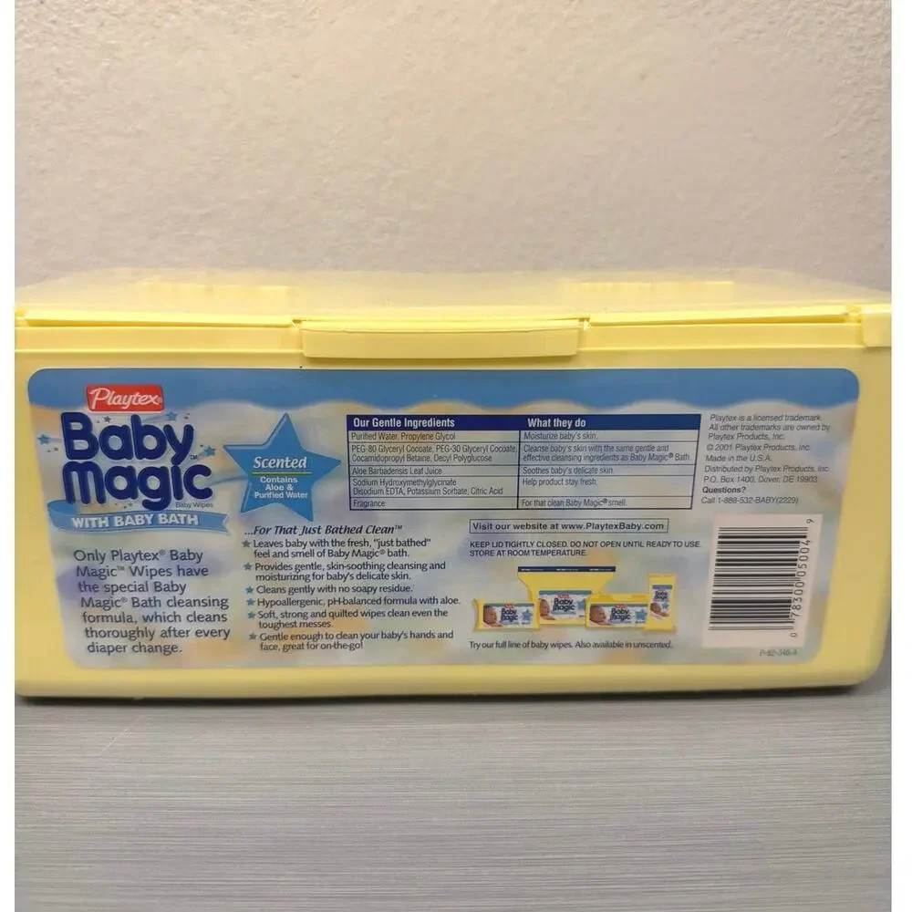 Vintage Sealed Playtex Baby Magic Scented Baby Wipes Container 80 Count